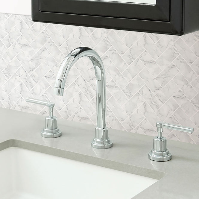 BACKSPLASH タイルシート / HERRINGBONE CARRARA MARBLE / NH2358