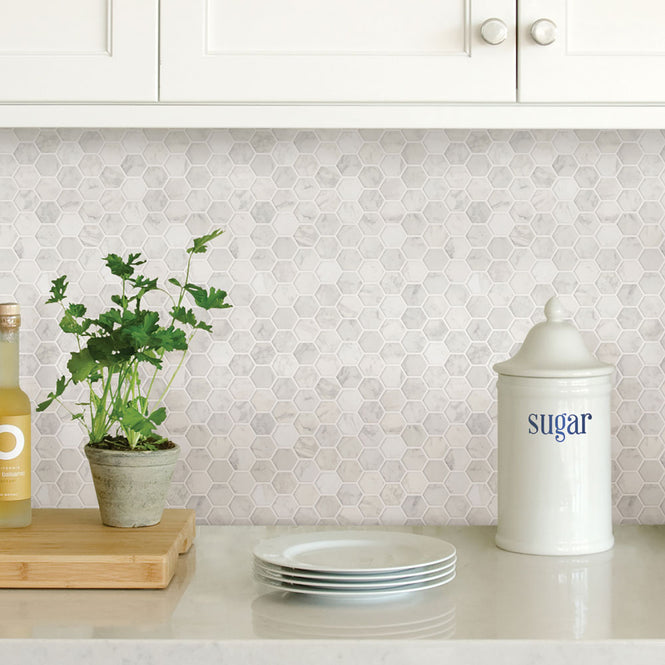 BACKSPLASH タイルシート / HEXAGON MARBLE / NH2359