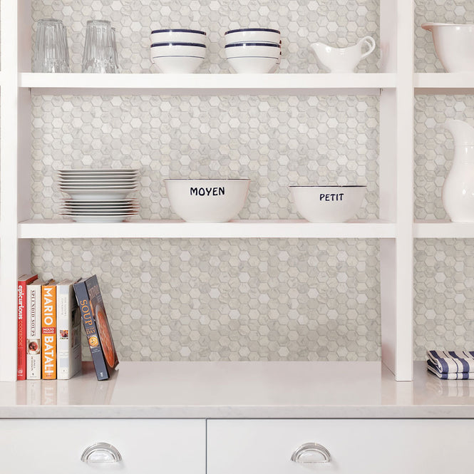 BACKSPLASH タイルシート / HEXAGON MARBLE / NH2359