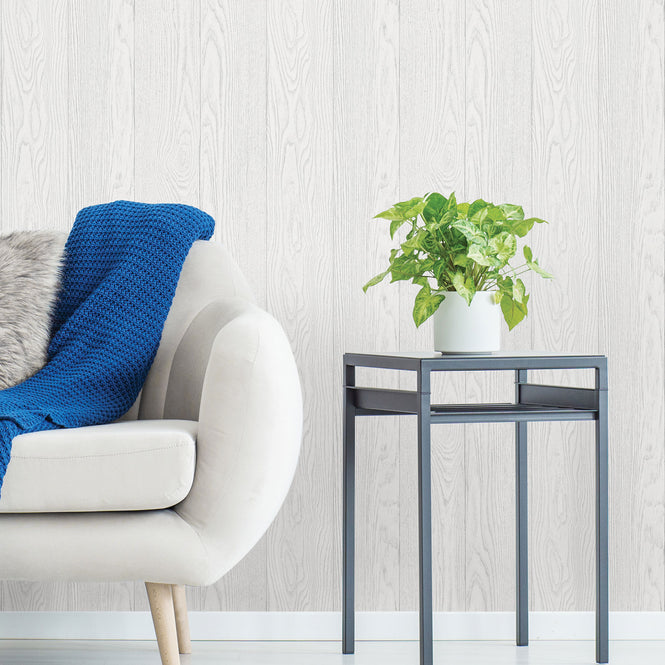 はがせる シール 壁紙 NU WALLPAPER / Timber White Peel and Stick Wallpaper / NH3055
