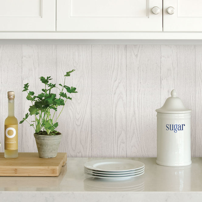 はがせる シール 壁紙 NU WALLPAPER / Timber White Peel and Stick Wallpaper / NH3055