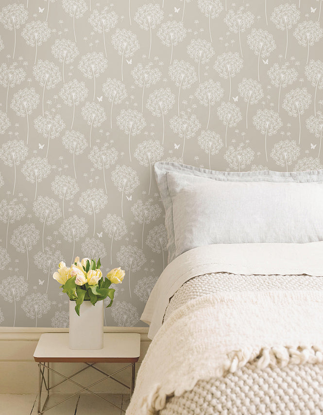 はがせる シール 壁紙 NU WALLPAPER / Dandelion Taupe Peel And Stick Wallpaper / NU1651