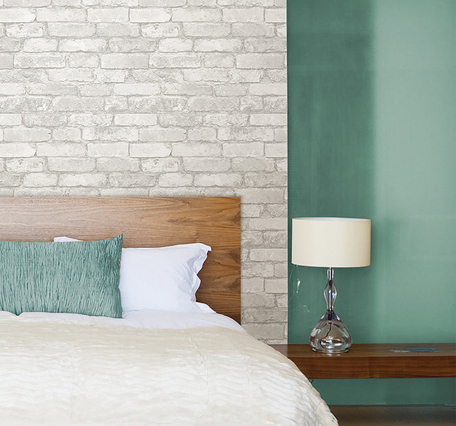 【予約受付】はがせる シール 壁紙 NU WALLPAPER Grey and White Brick Peel And Stick Wallpaper / NU1653(NU3010)