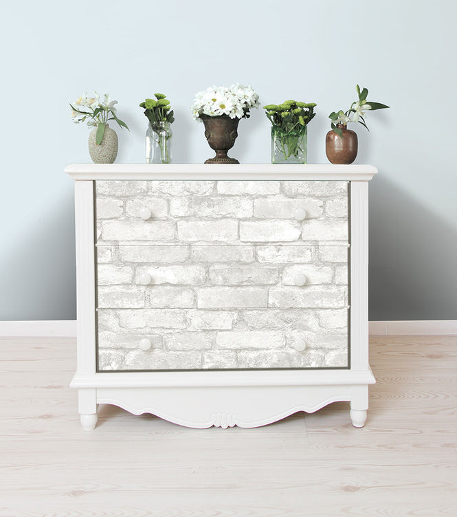 【予約受付】はがせる シール 壁紙 NU WALLPAPER Grey and White Brick Peel And Stick Wallpaper / NU1653(NU3010)
