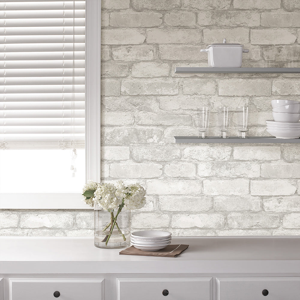 はがせる シール 壁紙 NU WALLPAPER Grey and White Brick Peel