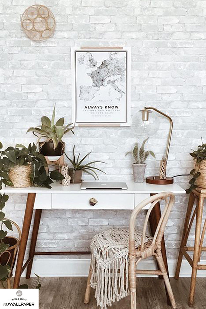 はがせる シール 壁紙 NU WALLPAPER Grey and White Brick Peel