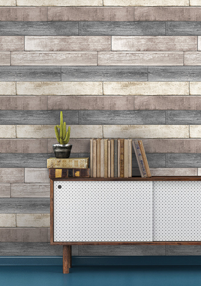 【予約受付】はがせる シール 壁紙 NU WALLPAPER / Reclaimed Wood Plank Natural / NU1690(NU3130)