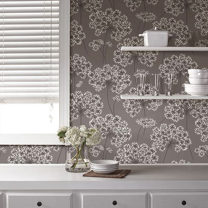 【予約受付】はがせる シール 壁紙 NU WALLPAPER / Angelica Grey Peel And Stick Wallpaper / NU1693