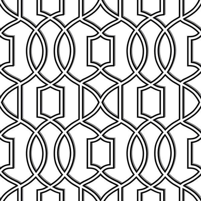 はがせる シール 壁紙 NU WALLPAPER / Uptown Trellis Black/White Peel And Stick Wallpaper / NU1696