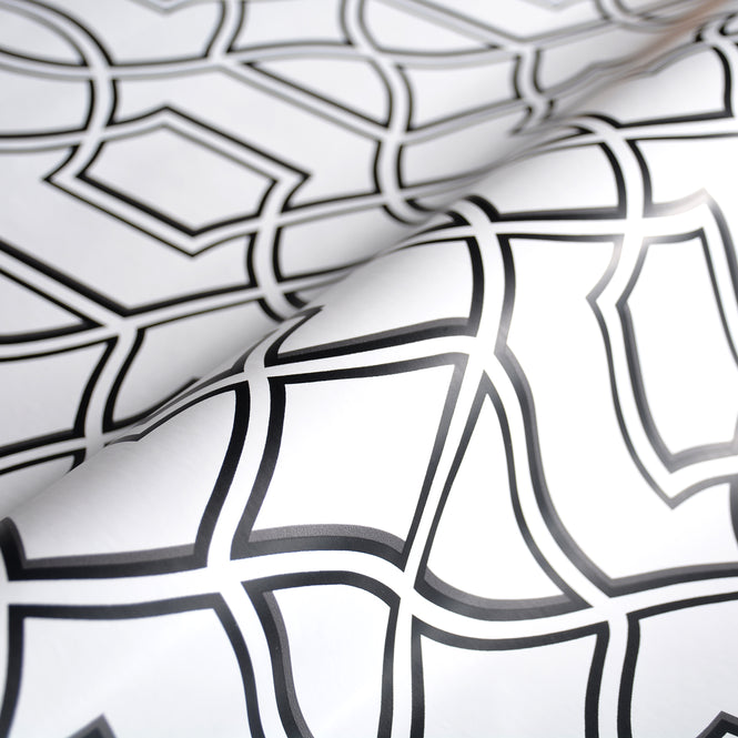 はがせる シール 壁紙 NU WALLPAPER / Uptown Trellis Black/White Peel And Stick Wallpaper / NU1696