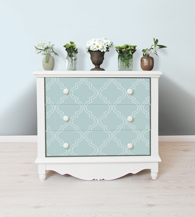 はがせる シール 壁紙 NU WALLPAPER / Slate Blue Quatrefoil Peel And Stick Wallpaper / NU1826