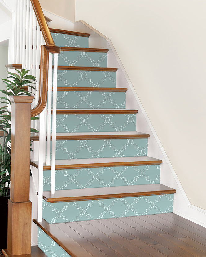 はがせる シール 壁紙 NU WALLPAPER / Slate Blue Quatrefoil Peel And Stick Wallpaper / NU1826