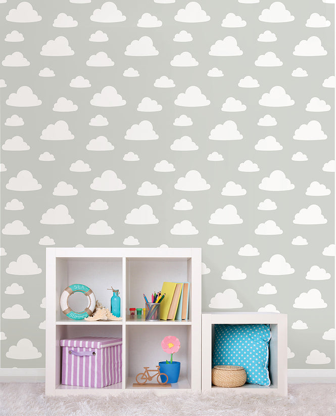 はがせる シール 壁紙 NU WALLPAPER / Clouds Grey Peel and Stick Wallpaper / NU1931