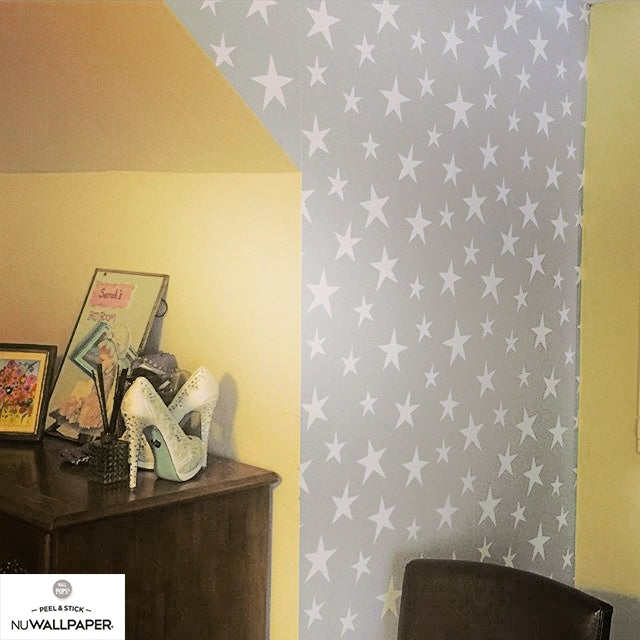 はがせる シール 壁紙 NU WALLPAPER / Stardust Grey Peel and Stick Wallpaper / NU1932