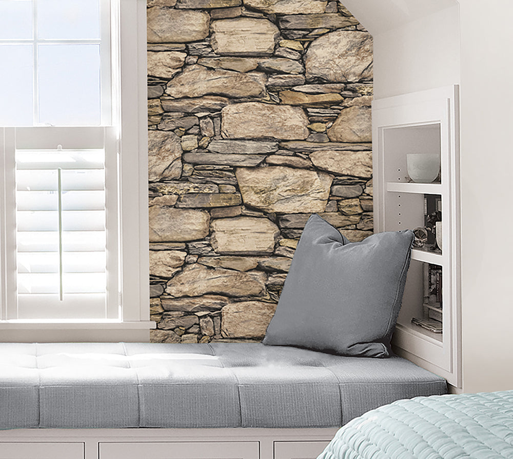 はがせる シール 壁紙 NU WALLPAPER / Hadrian Stone Wall Peel and