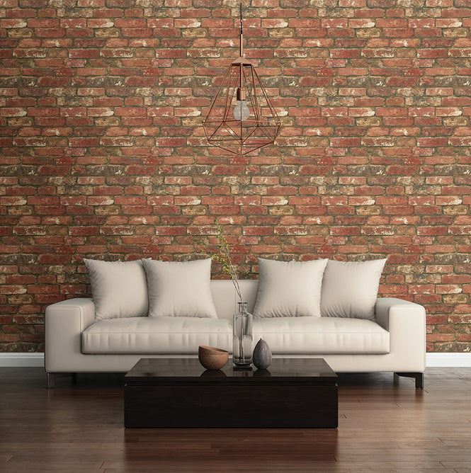 【予約受付】はがせる シール 壁紙 NU WALLPAPER / West End Brick Peel and Stick Wallpaper / NU2214