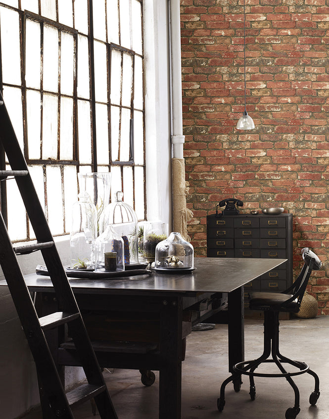 【予約受付】はがせる シール 壁紙 NU WALLPAPER / West End Brick Peel and Stick Wallpaper / NU2214