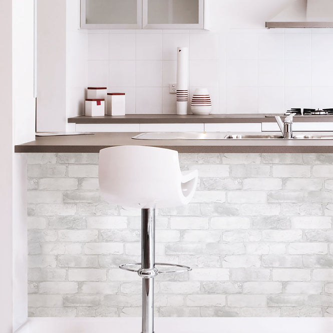 【予約受付】はがせる シール 壁紙 NU WALLPAPER / LOFT WHITE BRICK  Peel And Stick Wallpaper / NU2218