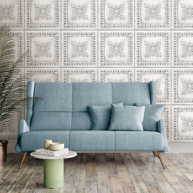 【予約受付】はがせる シール 壁紙 NU WALLPAPER / RECLAIMED TIN Peel And Stick Wallpaper / NU2495