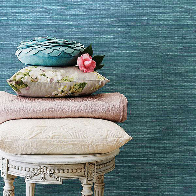 【予約受付】はがせる シール 壁紙 NU WALLPAPER / Navy Grassweave Peel And Stick Wallpaper / NU2874