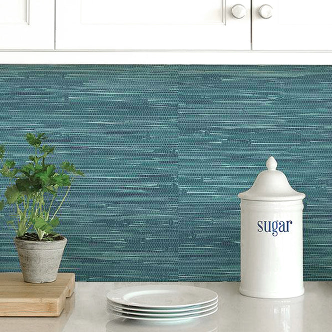 はがせる シール 壁紙 NU WALLPAPER / Navy Grassweave Peel And Stick Wallpaper / NU2874
