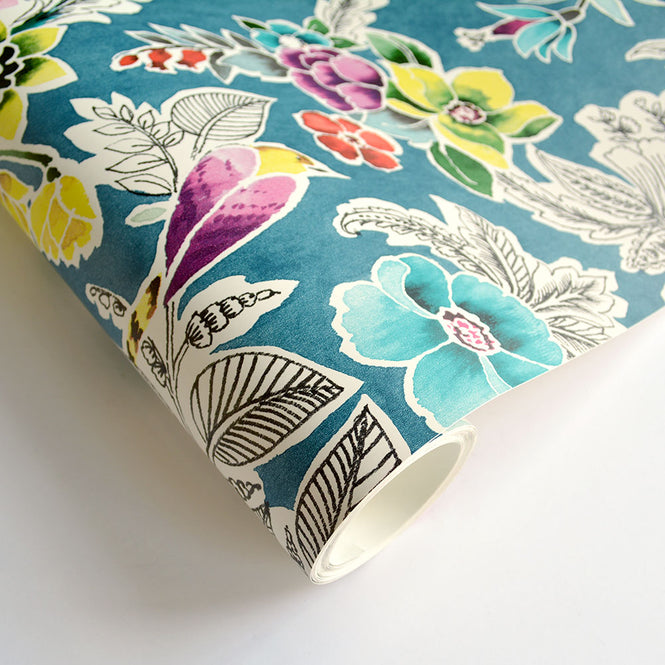 【予約受付】はがせる シール 壁紙 NU WALLPAPER / Summer Love Teal Peel & Stick Wallpaper / NU3037