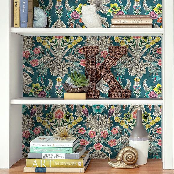【予約受付】はがせる シール 壁紙 NU WALLPAPER / Summer Love Teal Peel & Stick Wallpaper / NU3037