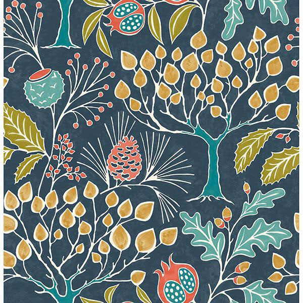 はがせる シール 壁紙 NU WALLPAPER / Groovy Garden Navy Peel & Stick Wallpaper / NU3038