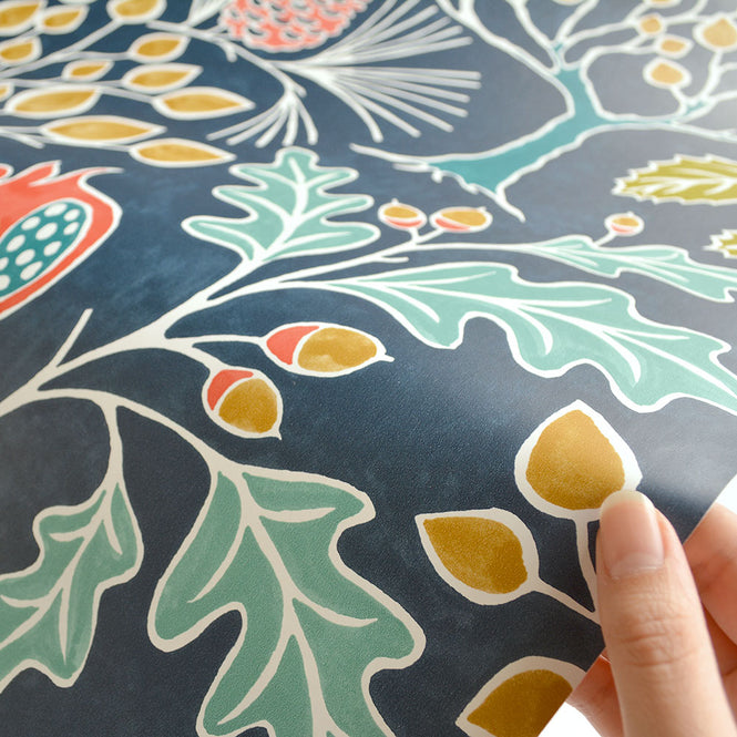 【予約受付】はがせる シール 壁紙 NU WALLPAPER / Groovy Garden Navy Peel & Stick Wallpaper / NU3038