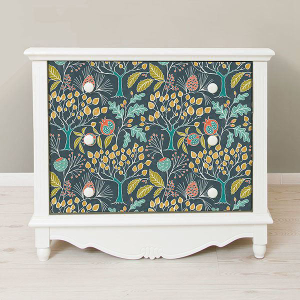【予約受付】はがせる シール 壁紙 NU WALLPAPER / Groovy Garden Navy Peel & Stick Wallpaper / NU3038