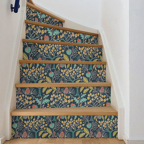 【予約受付】はがせる シール 壁紙 NU WALLPAPER / Groovy Garden Navy Peel & Stick Wallpaper / NU3038