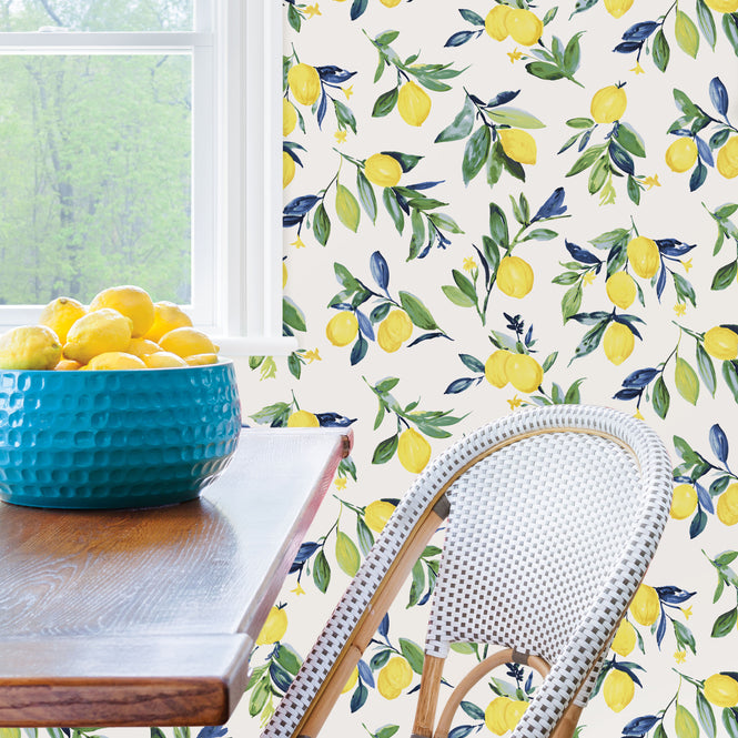 【予約受付】はがせる シール 壁紙 NU WALLPAPER / Lemon Drop Yellow Peel and Stick Wallpaper / NUS3161