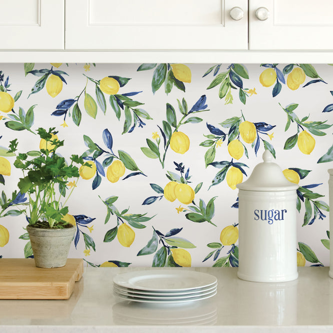 【予約受付】はがせる シール 壁紙 NU WALLPAPER / Lemon Drop Yellow Peel and Stick Wallpaper / NUS3161