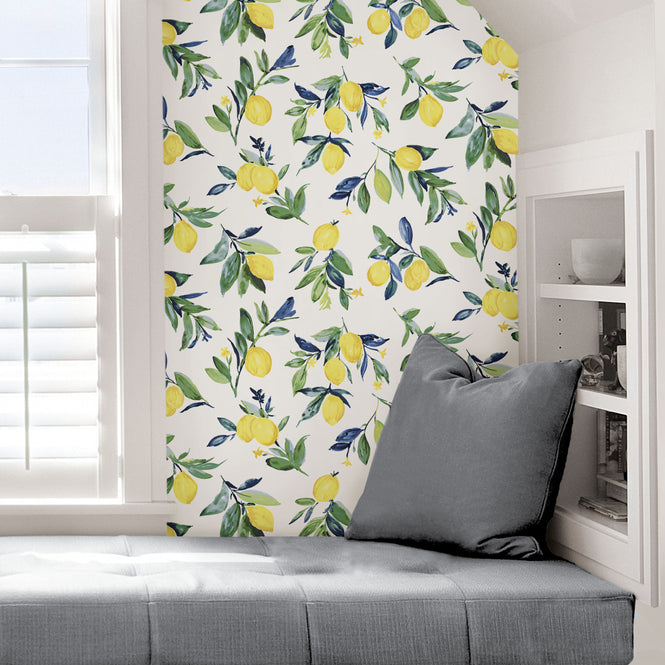 【予約受付】はがせる シール 壁紙 NU WALLPAPER / Lemon Drop Yellow Peel and Stick Wallpaper / NUS3161