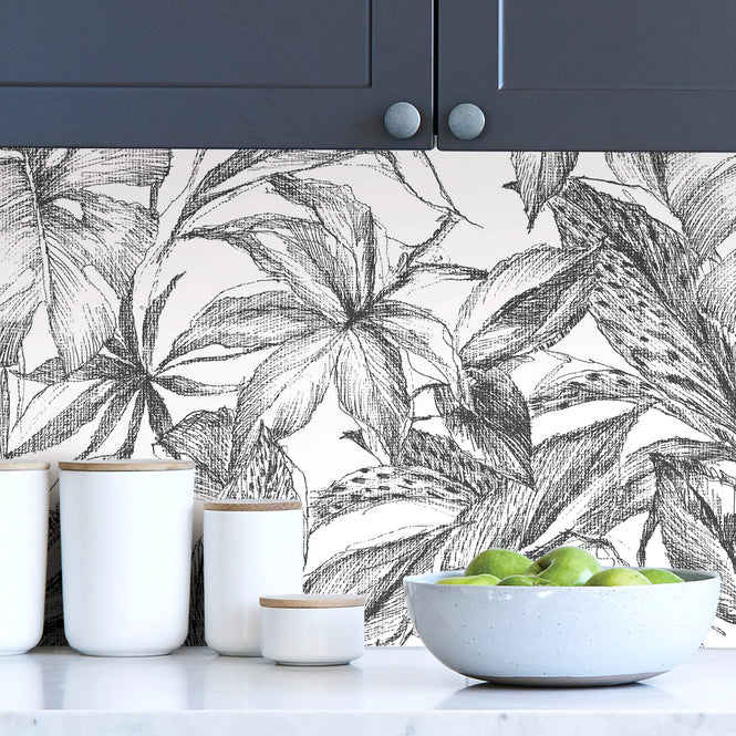 はがせる シール 壁紙 NU WALLPAPER / Black Canopy Peel and Stick Wallpaper / NUS3498
