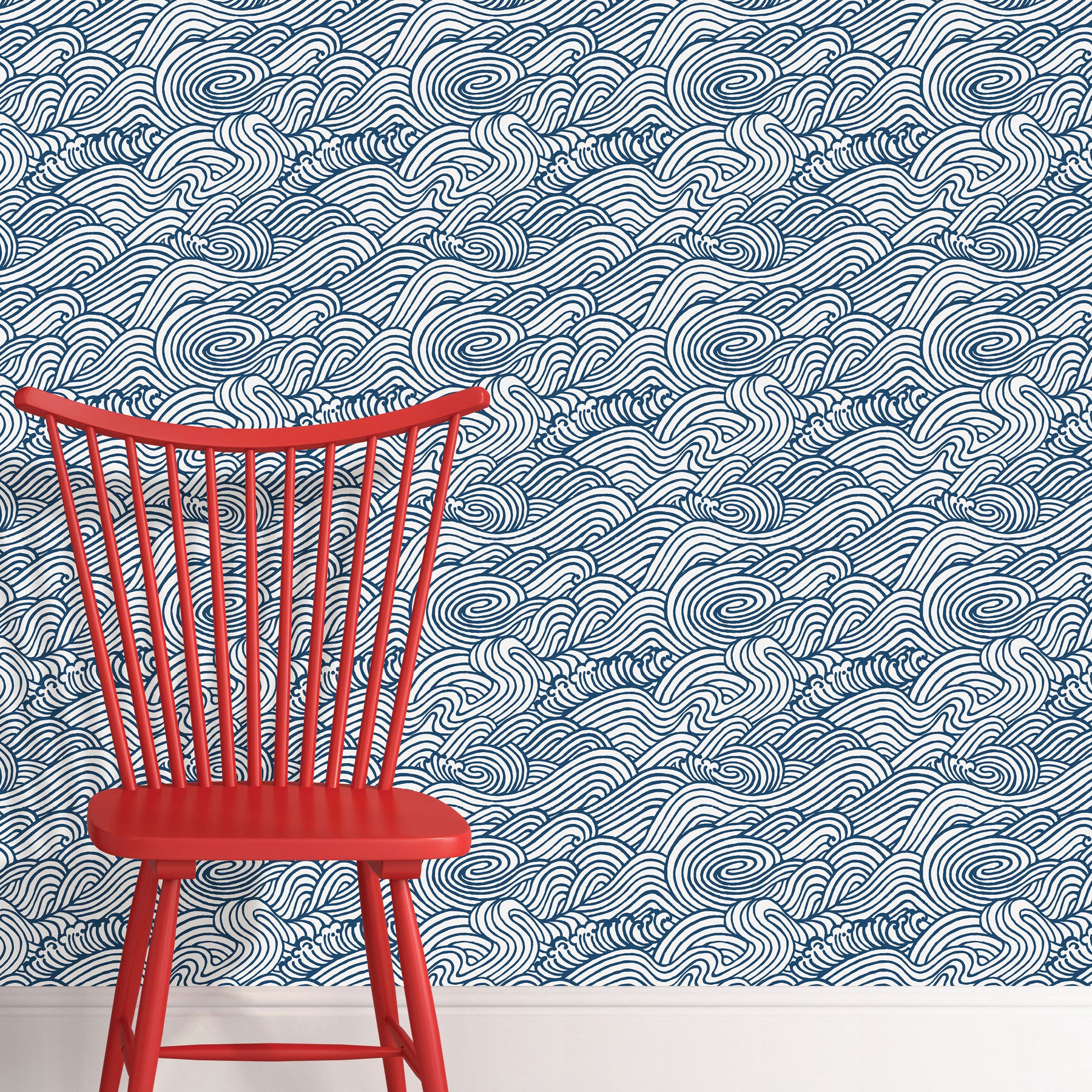 はがせる シール 壁紙 NU WALLPAPER / Navy Saybrook Peel and Stick