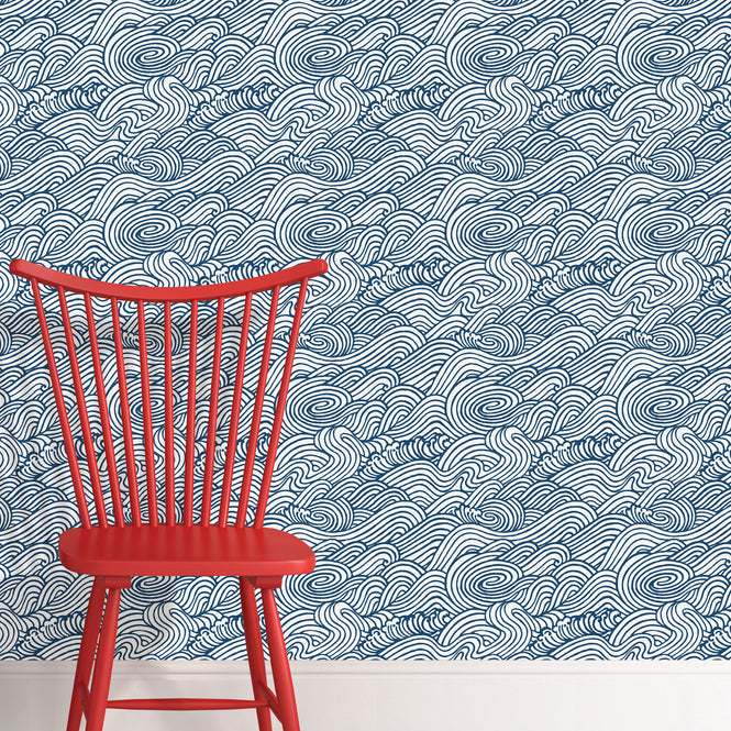 【予約受付】はがせる シール 壁紙 NU WALLPAPER / Navy Saybrook Peel and Stick Wallpaper / NUS3562