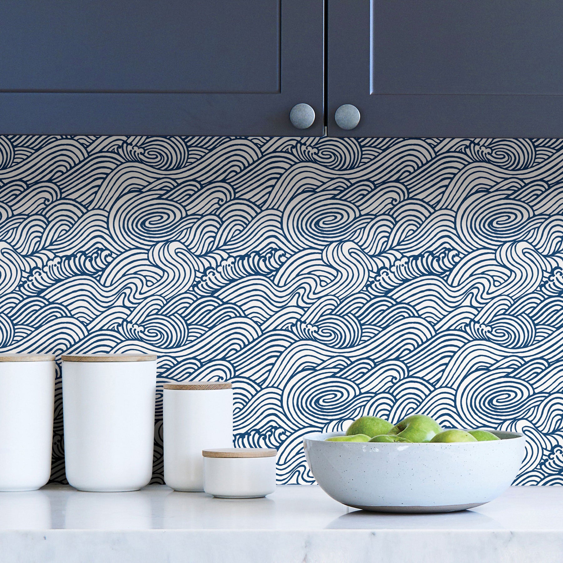 はがせる シール 壁紙 NU WALLPAPER / Navy Saybrook Peel and Stick