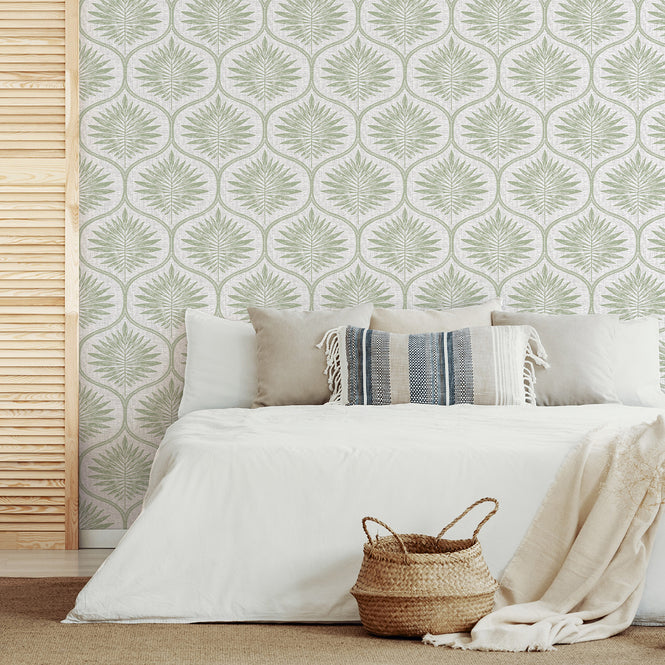 【予約受付】はがせる シール 壁紙 NU WALLPAPER / Green Primitive Leaves Peel and Stick Wallpaper / NUS3621