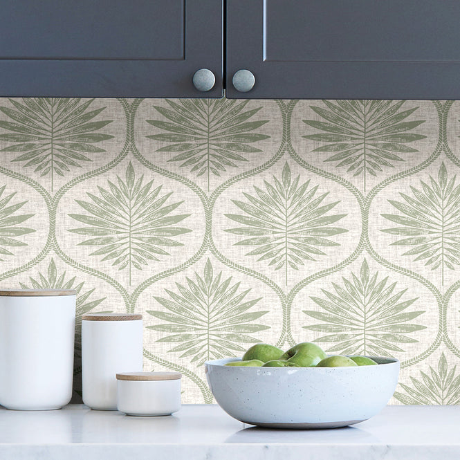 【予約受付】はがせる シール 壁紙 NU WALLPAPER / Green Primitive Leaves Peel and Stick Wallpaper / NUS3621