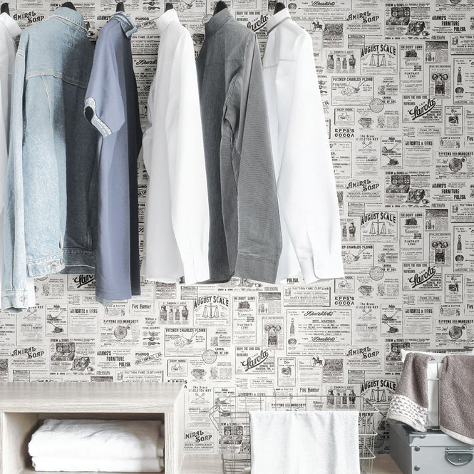 【予約受付】はがせる シール 壁紙 NU WALLPAPER / Charcoal Published Peel and Stick Wallpaper / NUS3626