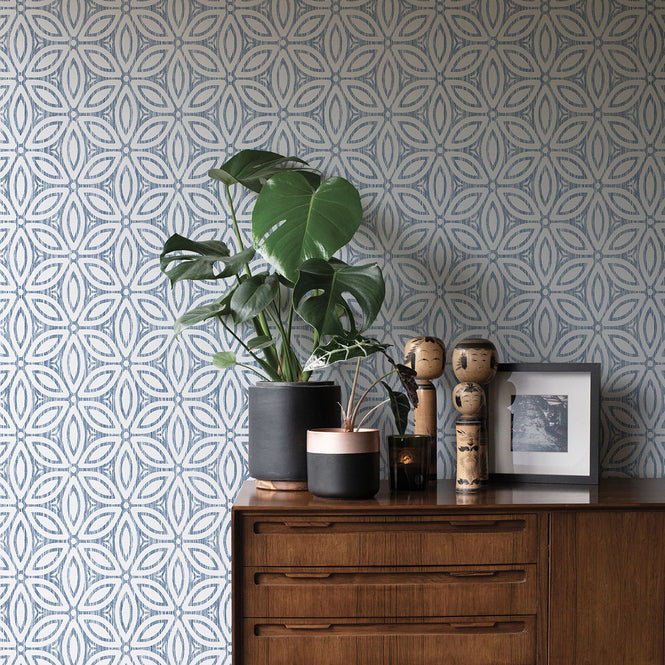 はがせる シール 壁紙 NU WALLPAPER / Blue Hepatica Petal String Peel and Stick Wallpaper / NUS3958