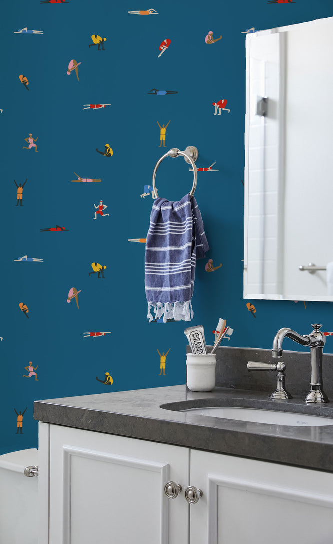 はがせる シール壁紙 wallshoppe / Tea Collection x wallshoppe / Olympians Cadet Blue