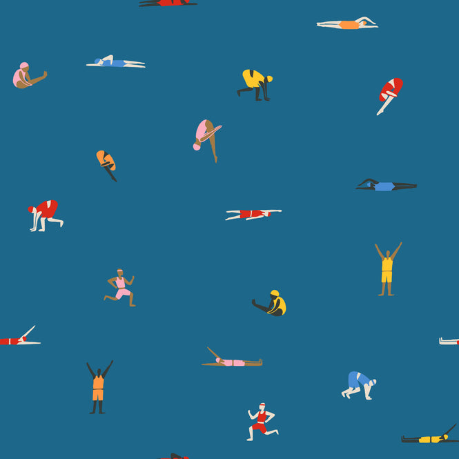 はがせる シール壁紙 wallshoppe / Tea Collection x wallshoppe / Olympians Cadet Blue