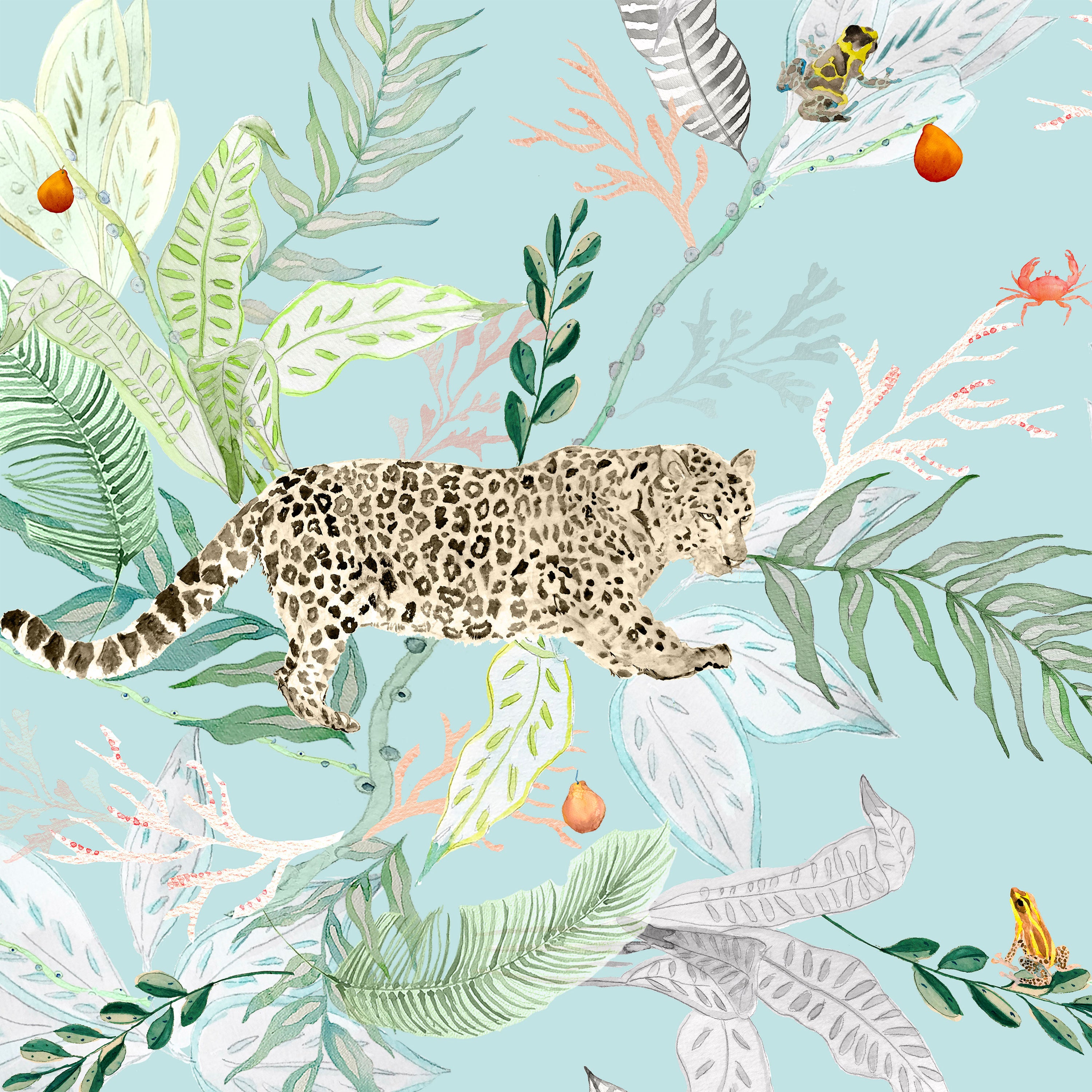 ぱるかりページ KARIOKAS / Orilla Turquoise Jaguars WallP-Oril-Turq-01 | 輸入壁紙