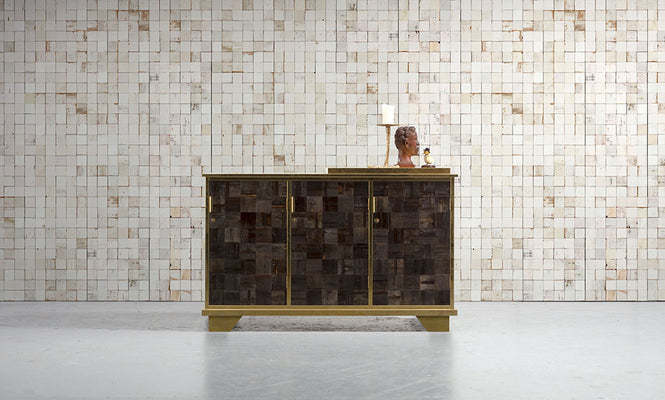 NLXL MONOCHROME WALLPAPER MOSAIC SQUARES WHITE WALLPAPER BY PIET HEIN EEK PHE-21