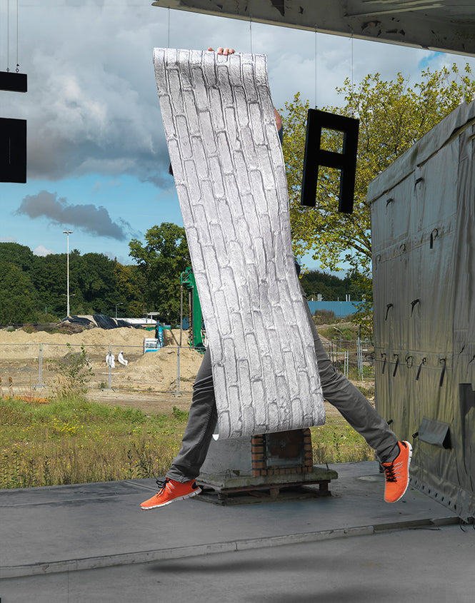 MATERIALS WALLPAPER by Piet Hein Eek SILVER GREY BRICK WALLPAPER / PHM-34