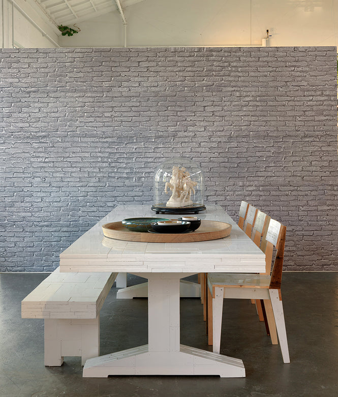 MATERIALS WALLPAPER by Piet Hein Eek SILVER GREY BRICK WALLPAPER / PHM-34