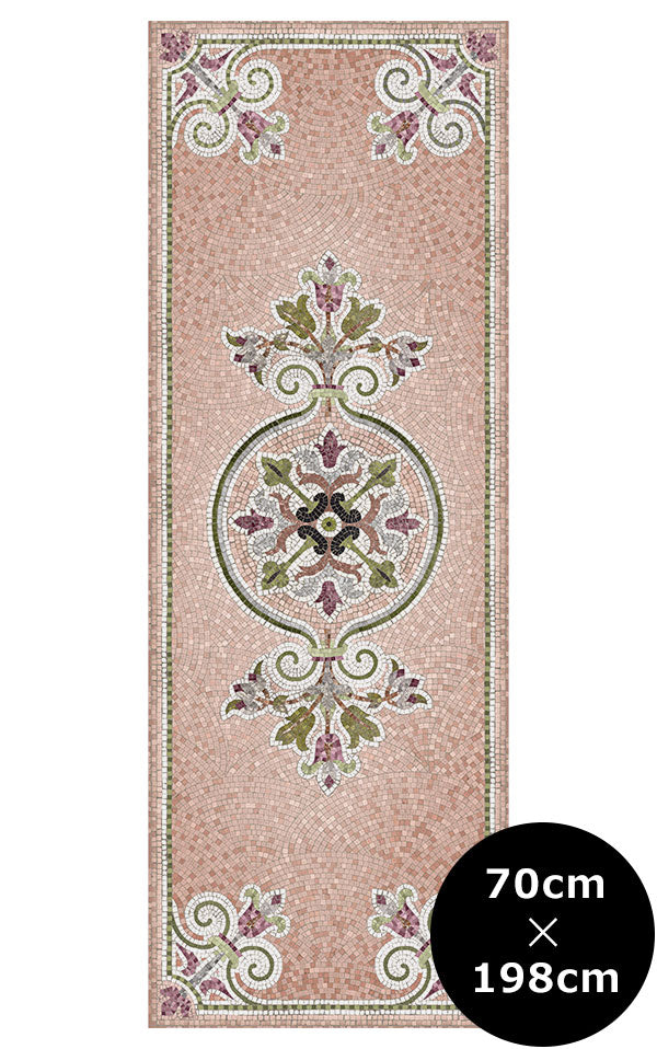 KOZIEL / Pink vinyl mosaic rug Flora - runner size / R003-70X198