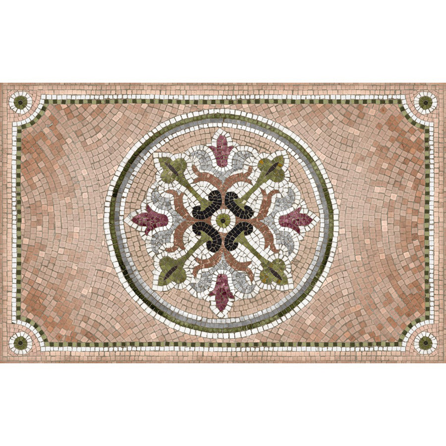 KOZIEL / Pink vinyl mosaic rug Flora / R003-96X60